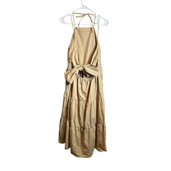GAP Tie Back Halter Tiered Skirt Maxi Dress Beige Size 16 - Picture 5 of 7